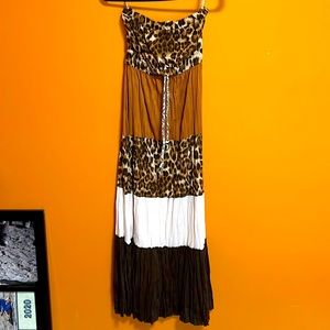 Strapless maxi dress with tie under bodice